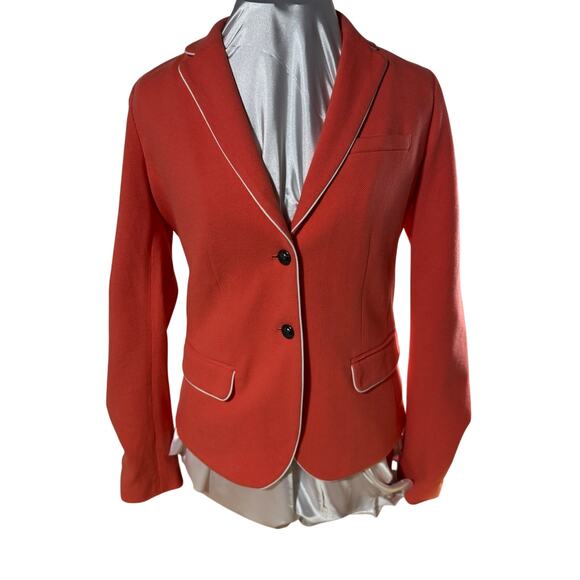 GAP Academy Lined Blazer, Coral with white Trim Accents Preppy Classic Blazer - Picture 2 of 10